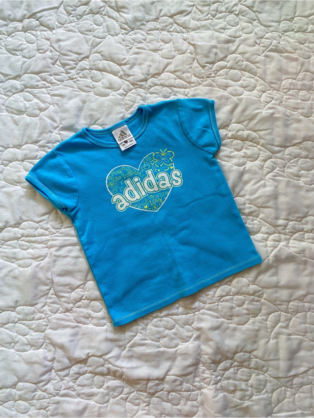 adidas Y2K vibe Girls' Blue Heart Logo Play Like a Girl top